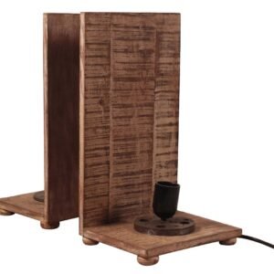 Niryat buisness Free Shipping 14” Bookends with Lamps in Mango-Wood - Distressed-Look Brown - Book Accessories / Home Decor - Buy in Bulk Wholesale Video 14” Bookends with Lamps in Mango-Wood - Distressed-Look Brown - Book Accessories / Home Decor - Buy in Bulk Wholesale