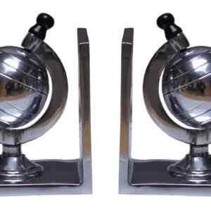 Niryat buisness Bulk Wholesale Handmade Pair of Bookends in Metal with Globe Design – Decorative Accessories for Book Shelves