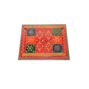 Niryat business 16"L x 13"W inch artisan-designed wooden photo frame, colorful window-style design with gold and blue accents, ideal for displaying your photos or giving as a lovely present.