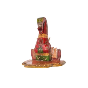 Niryat Business 12"L x 8"W x 13"H inch ethnic wooden wall-hanging decor, handmade by the local artisans, intricate carvings, multicolored gold, red & green accents, a unique gift option.