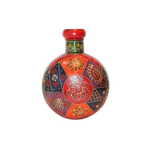Niryat business 8"L x 5"W x 10"H inch handcrafted wooden flower pot, creatively colored with different floral and geometric designs, ideal for your flowers, a delightful decor item.