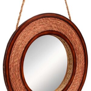 Niryat Business Wholesale Round Shaped 18β Blue Wall Mounted Hanging Mirror - Sabai Grass Decorations in Circular Pattern - Bulk Buy Gallery Solutions/Home & Wall Decor Mirrors from India