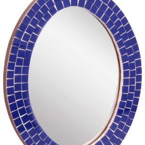 Niryat Business Wholesale Round Shaped 13β Blue Wall Mounted Mirror With Mosaic Work - Acrylic & MDF - Bulk Buy Gallery Solutions/Home & Wall Decor Mirrors from India