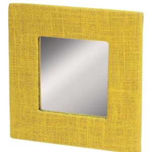 Niryat Business Wholesale Square Wall Mirror in Bulk - Handmade Decorative Yellow Mirror Framed in Hand-Woven Jute Fabric & Hard Board - Wall & Home Decor Furnishings