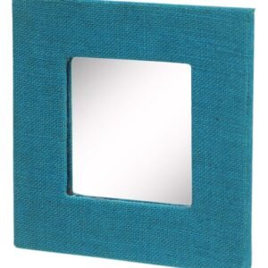 Niryat Business Wholesale Square Wall Mirror in Bulk - Handmade Decorative Blue Mirror Framed in Hand-Woven Jute Fabric & Hard Board - Wall & Home Decor Furnishings