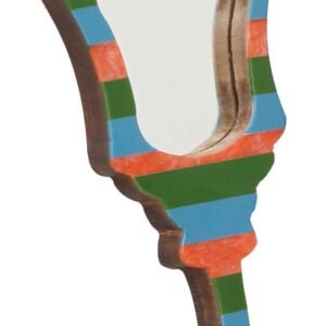 Niryat Business Bulk Wholesale Hand Held Vanity Mirror - 11” Handmade Decorative Mirror in MDF & Acrylic with Colorful Striped Pattern - Ethnic & Thoughtful Gifts for Women from India