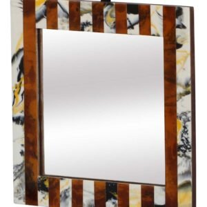 Niryat Business Wholesale Wall Mounted 10.5” Square Mirror in Bulk - Acrylic & MDF (Compressed Wood) - Abstract Art & Striped Pattern - Wall & Home Decor Furnishings