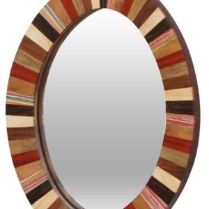 Niryat Business Wholesale Wall Mounting Oval Wall Mirror in Bulk - Resin Wood & MDF (Compressed Wood) - Striped Art Pattern - Gallery Solutions & Home Decor Furnishings from India