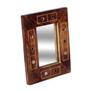 Niryat Business Wholesale Rectangular 8β Table Mirror in Bulk - Handmade Antique-Look Wooden Frame with a Removable Mirror & Mirror Work on the Borders - Home & Table Decor Mirrors from India