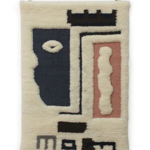 Niryat Business Modern Geometric Abstract Wool Tapestry Wall Art , Unique Handmade Home Decor with Fringe Detailing