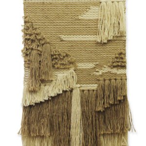 Niryat Business Hand Woven Cream and Brown Tapestry, Modern Art Wall Hanging with Large Tassels