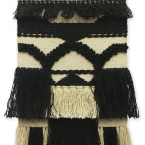 Niryat Business Monochrome Handoven Wall Hanging with Fringe, Wall Decoration ,black & white homedecor