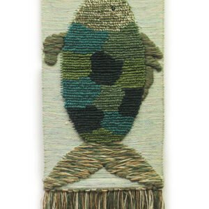 Niryat Business Green Textured Handwoven Fish Wall Hanging decor with Tassels