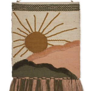 Niryat Business Hand woven Bohemian Sunset Landscape Wall Art / Multicolor Aesthetic Decorative wall hanging for home décor