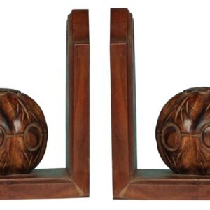 Niryat buisness Bulk Wholesale Handmade Mango-Wood Bookends with Carving in Pumpkin Shape – Bookshelf Accessories – Rich Home / Office Décor