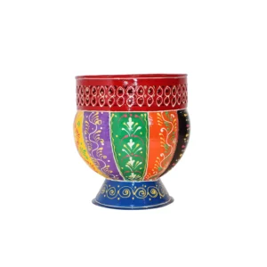 Niryat buisness 7"L x 7"W x 8"H inch handmade metal incense holder, multicolor design with decorative cutout patterns, suitable for sticks or cones, ideal for your home, office, or temple.
