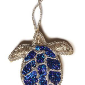 Niryat Business 3.5"x 3" Sparkling Zari Thread Turtle décor
