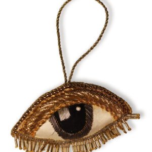 Niryat Business 2"x 3.5" All-Seeing Zari Thread Golden Eye Ornament