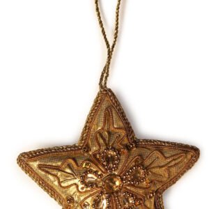Niryat Business 3"x 3" Glittering Snowflake Golden Zari Thread Star