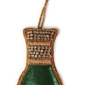 Niryat Business  4"x 2" Festive Zari Thread Green Bottle