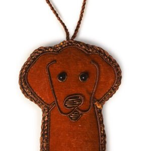 Niryat Business 4.1"x 2" Dashing Brown Dachshund Zari Thread Ornament