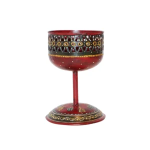Niryat buisness 4.5"L x 4.5"W x 6.5"H inch handmade ornamental incense holder in deep red and gold, luxury decor for homes, temples, and meditation spaces.