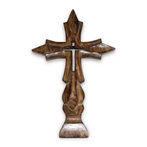 Niryat business 7.5"L x 0.8"W x 12"H inch handmade wooden cross with curved edges, elegant wall decor for introducing spirituality to your living room, bedroom, or office.