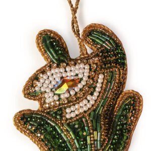 ArtistryBazaar 4.5"x 2.5" Green Prickly Zari Thread Cactus