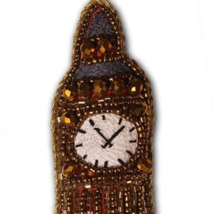 Niryat Business 5.5" x 1.5" London Town Zari Thread Clock Tower