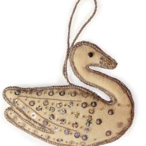 Niryat Business  3.1"x4.5" Elegant Zari Thread white Swan décor