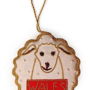 Niryat Business 4"x3" Wooly Zari Thread Sheep themed Ornament