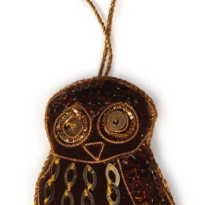Niryat Business 4" x 2" Wise Zari Thread Owl Ornament