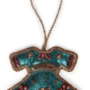 Niryat Business 2.2" x 3" Blue Sparkling Zari Thread Frock Ornament