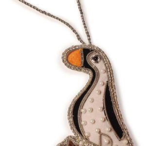 Niryat Business 4"x2" Shimmering Zari Thread Seabird Ornament