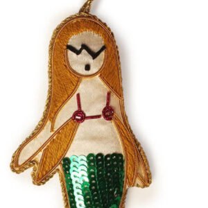 Niryat Business 6.3" X 2.4" Enchanting Green Zari Thread Mermaid Décor