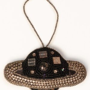 Niryat Business 2.8" x 4.3" Blue Mysterious Zari Thread with bead UFO Ornament