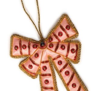Niryat Business 3.5"x4" Pretty Pink and Red Zari Thread Bow Décor