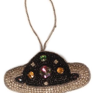 Niryat Business  2.8" x 4.3" Blue Mysterious Zari Thread with stone UFO Ornament