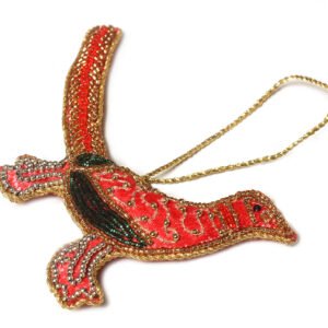 Niryat Business  1.5" x 5" Beaded Multicolour Bird Zari Thread Décor