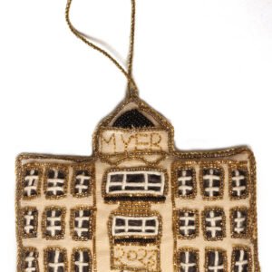Niryat Business 4" x 5" Sparkling Zari WhiteHouse Décor.crafted from zari thread, cotton, and shimmering sequins.