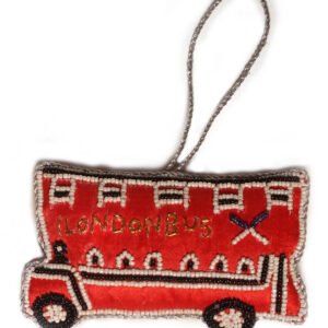 Niryat Business 2" x 4" Orange Colored London Bus Zari Thread and sequince Xmas Décor