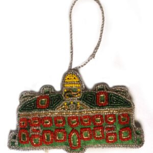 Niryat Business  3"x4.5" Sparkling Green and red Palace Christmas Ornament