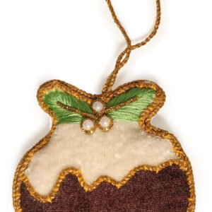 Niryat Business 3.5"x3" Pudding themed Zari & Sequin Christmas décor