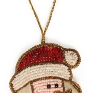 Niryat Business 2.5"x3.5" Handmade Zari & Sequin Santa Claus ChristmasDécor Hanging.