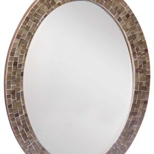 Niryat Business 18” Oval Wall-Mirror in Mosaic Art - Handmade in MDF - Brown - Home Decor - Buy in Bulk Wholesale