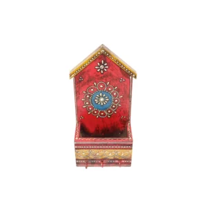Niryat business 4"L x 2"W x 8"H inch colorful handmade wooden key holder with mail slot, eye-catching folk art design, useful for organizing keys, letters, and small essentials.