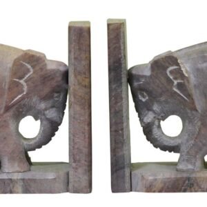 Niryat buisness Bulk Wholesale Hand-Carved Pair of Bookends in Soapstone - Designed with Elephant Sculptures – Bookshelf Accessories