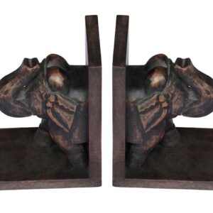 Niryat buisness Bulk Wholesale Handmade Mango-Wood Bookend with Carving in Elephant Shape – Bookshelf Accessories – Rich Home / Office Décor