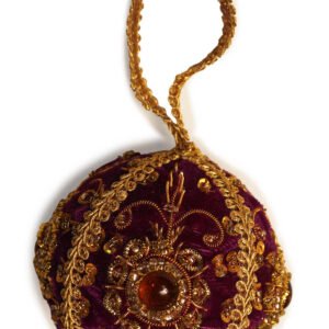 Niryat Business 3.5"x 3.5" Jewel toned Zari Thread Purple christmas ball